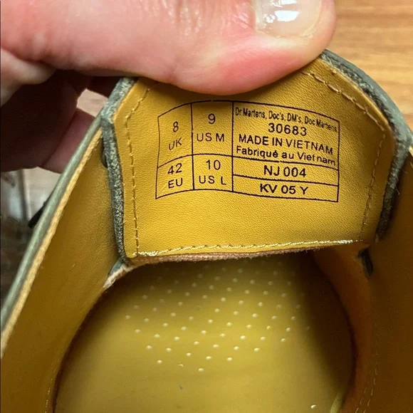 Dr. Martens 1461 CARRARA LEATHER OXFORD SHOES olive SIZE US men 9/women 10 - Picture 4 of 4